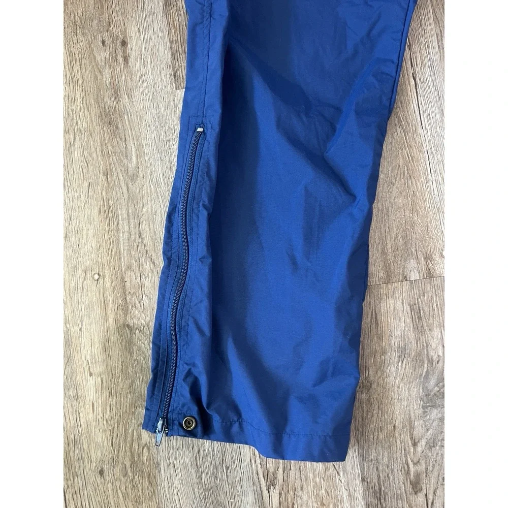 White Sierra Mens Medium Nylon Hiking Pants Blue Zip Ankle Snap Outdoor Vintage